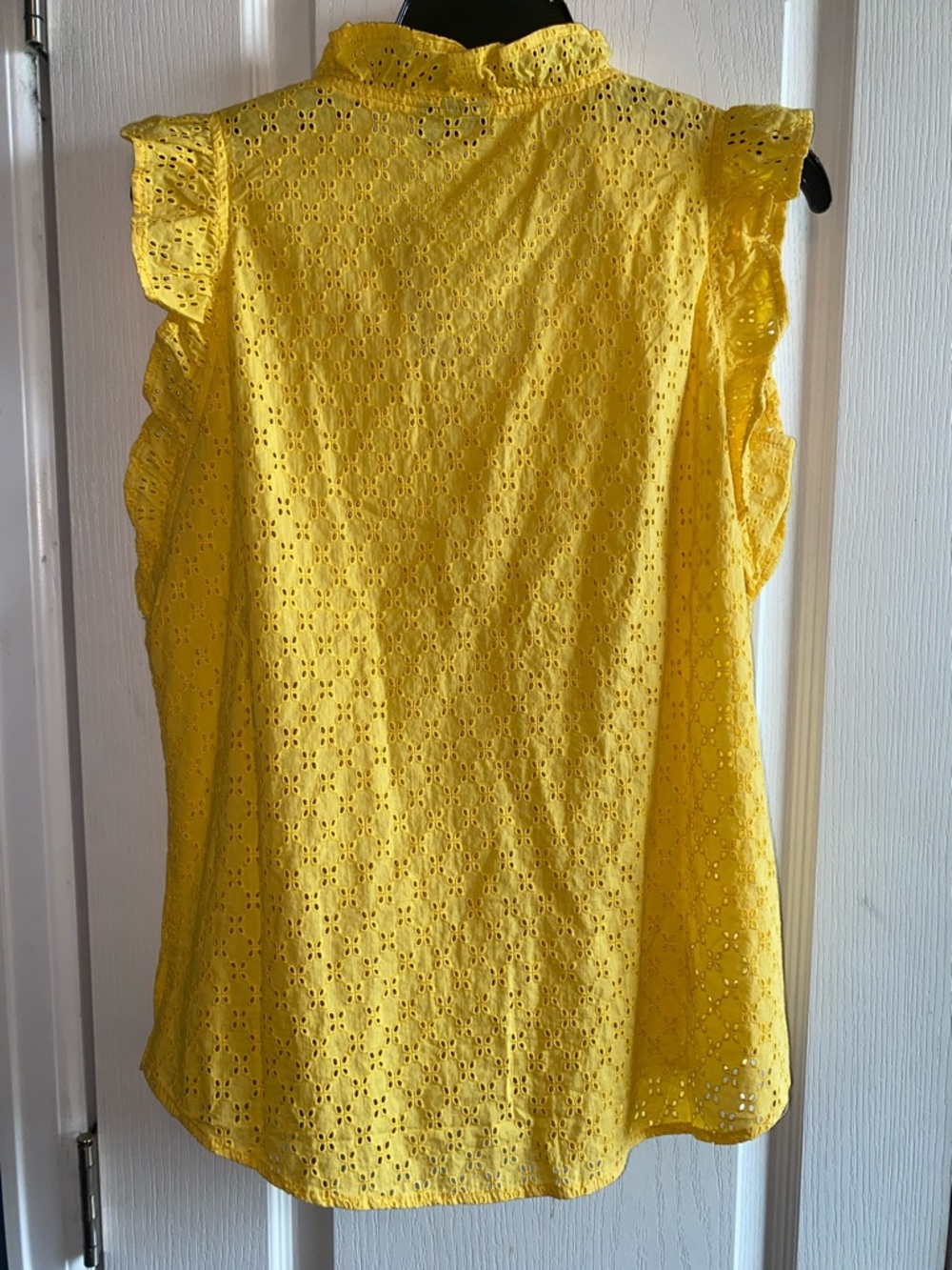 Yellow Eyelet Ruffle Shell Blouse - Picture 4 of 4